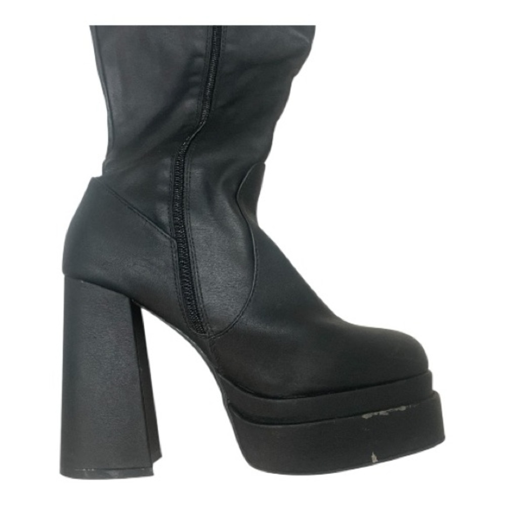 Black Knee-High Chunky Platform Boots - US 10 - Picture 3 of 10